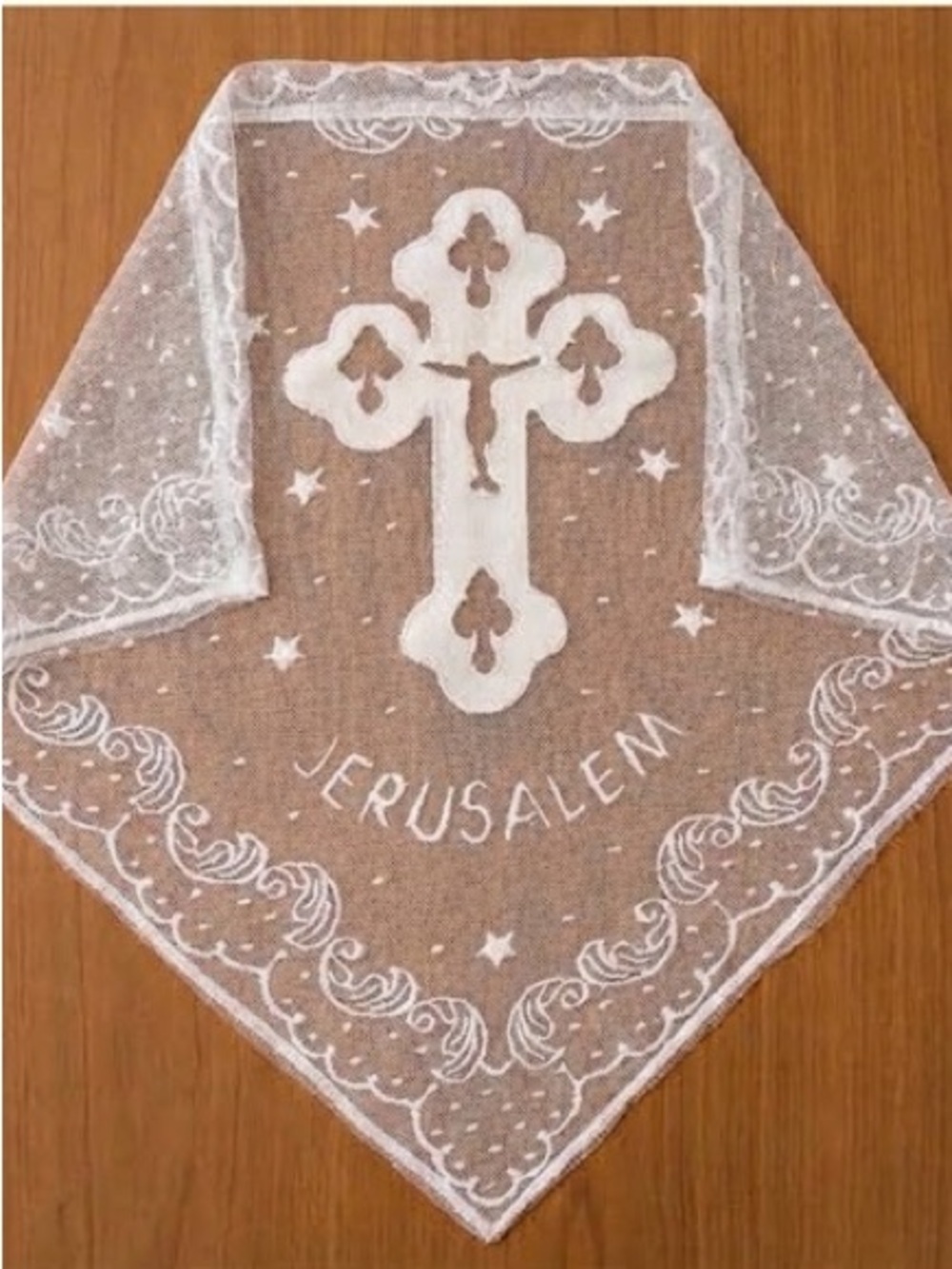 Jerusalem White Lace Communion Veil Cover
